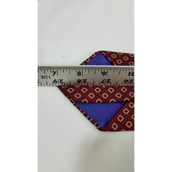 Nautica Mens Silk NeckTie Geometric Burgundy & Gold Pattern 58" Tie - Picture 8 of 8